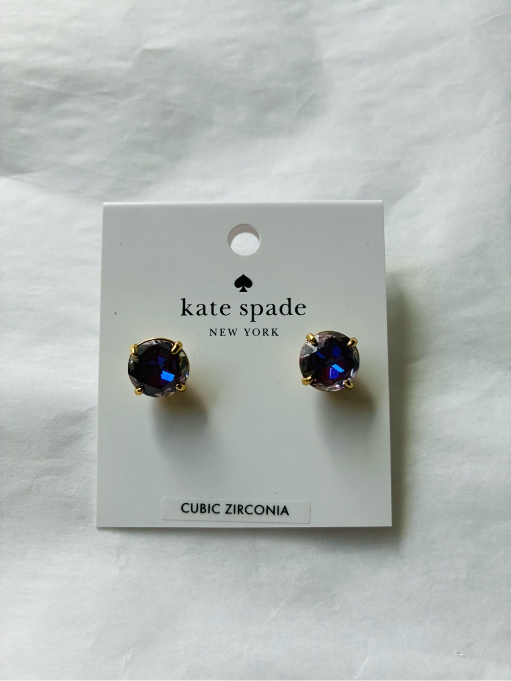 kate spade Gold-Tone Stud Earrings with Blue-Purple Cubic Zirconia